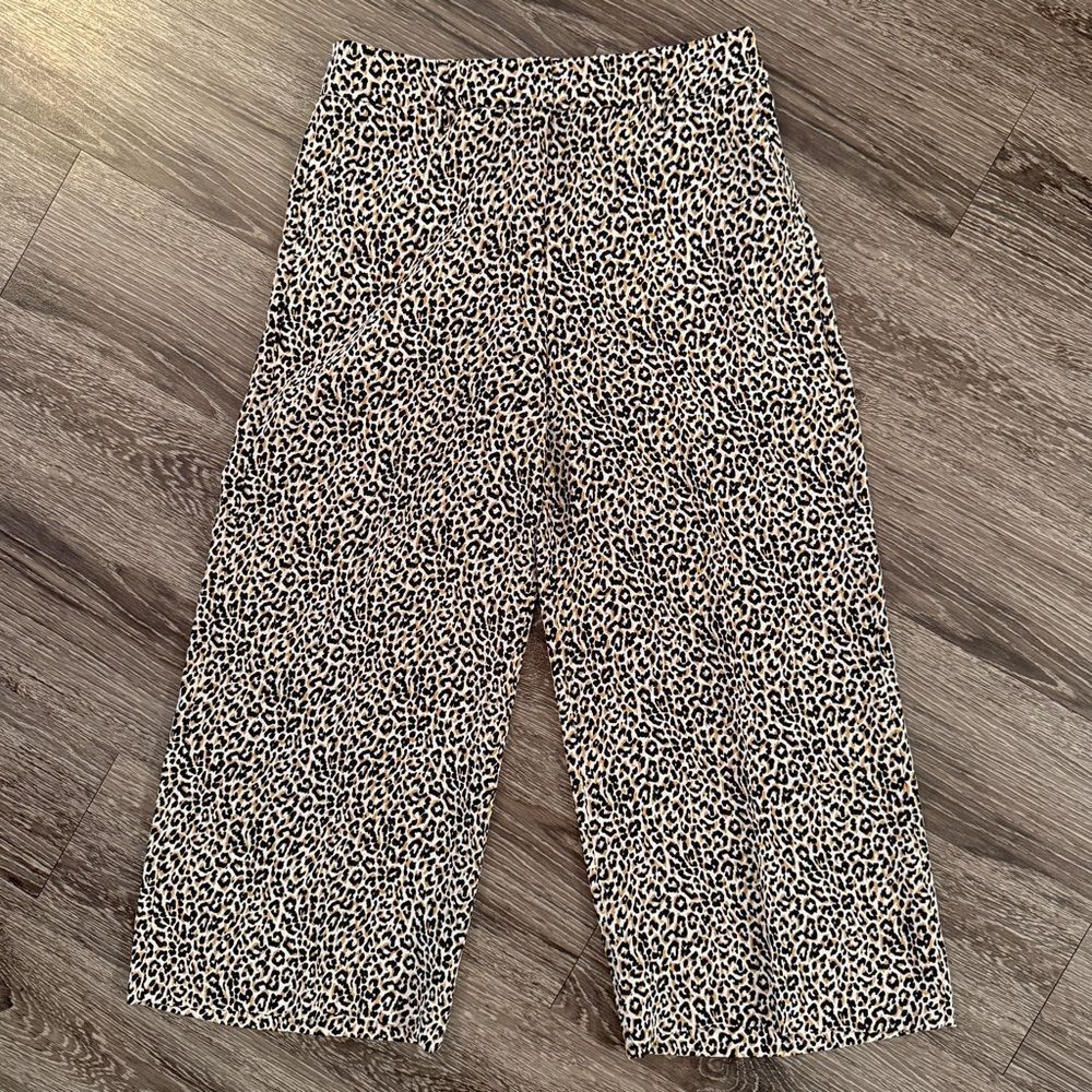 J. Crew Silk Leopard Print Wide Leg Crop Pant